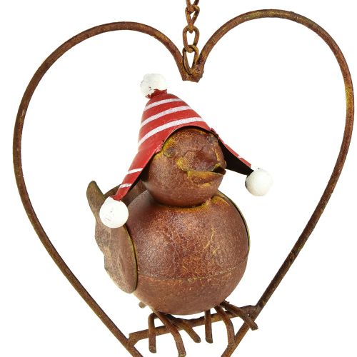 Floristik24 Deko Vogel Metall zum Hängen Gartendeko Rost Rot-Weiß 15×21cm 2St