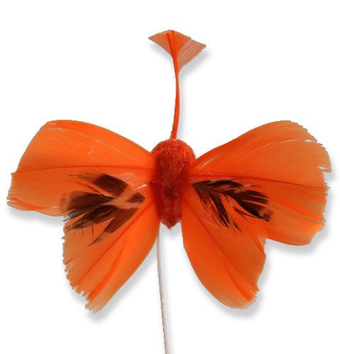 Floristik24 Deko-Schmetterlinge am Draht Orange 9cm 36St