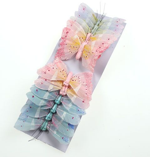 Floristik24 Deko-Schmetterling am Draht Pastell 8cm 12St