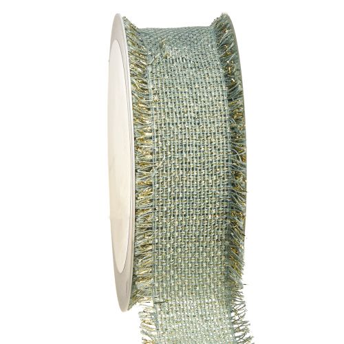 Dekoband Fransen Zierband Hell Grün Gold B40mm L15m
