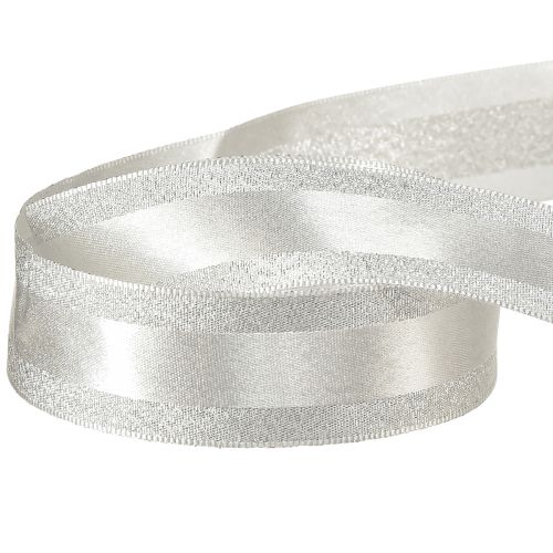 Artikel Dekoband Silber mit Glitter Geschenkband mit Streifen 25mm 20m