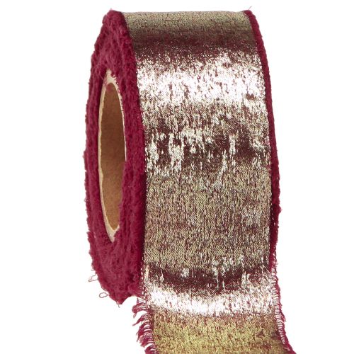 Floristik24 Dekoband Weihnachten Zierband Bordeaux Gold B40mm L10m