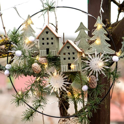 Artikel Dekohänger Filz Häuschen Grün Natur Weihnachtsdeko 4er Set