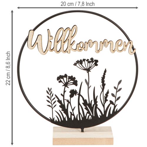 Artikel Dekoring mit Fuß Willkommen Schwarz Natur Ø20cm 2St