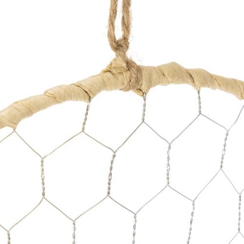 Dekoring Metall Ø38 cm mit Raffia, Natur und Silber, Hängedeko | Floristik24.ch