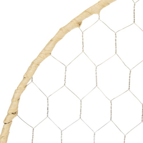 Dekoring Metall Ø38 cm mit Raffia, Natur und Silber, Hängedeko | Floristik24.ch