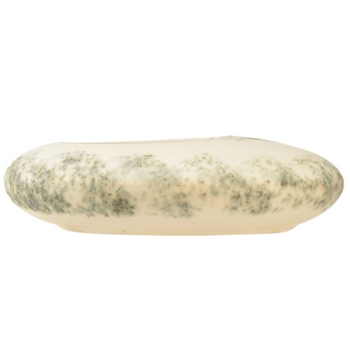 Artikel Dekoschale oval Flache Keramikschale Creme Graugrün 19×14×5cm