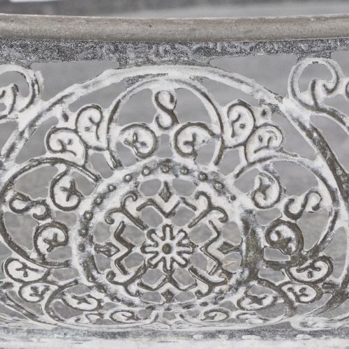 Dekoschalen Oval Metall Grau Weiss L36cm/33,5cm 2er-Set | Floristik24.ch