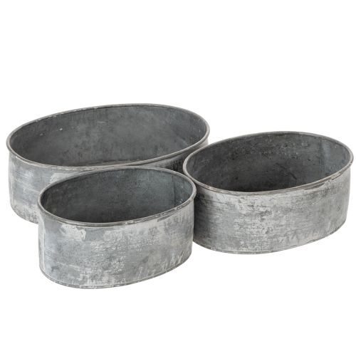 Dekoschalen-Set Metall Oval Grau 3 Grössen für Gestecke und Dekoration online kaufen | Floristik24.ch