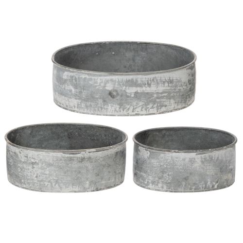 Artikel Dekoschalen-Set Metall Oval Grau 3 Grössen für Gestecke und Dekoration