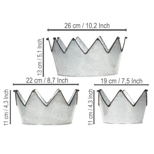Dekoschale Set Metall Krone aus Zink Ø26,5/22,5/19cm für Dekoration Innen | Floristik24.ch