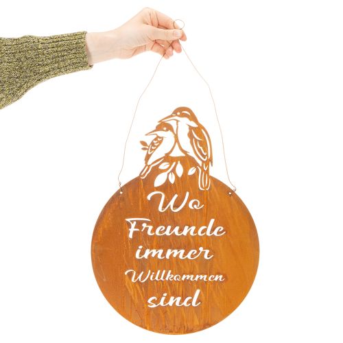Schild aus Metall mit Spruch und Vogelmotiv – Rostoptik, 30×40 cm, für Innen- und Aussenbereich | Floristik24.ch
