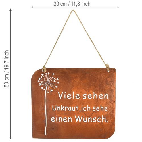 Deko-Schild aus Metall mit Rost-Optik 35×30 cm Pusteblume und Spruch für Garten und Balkon | Floristik24.ch
