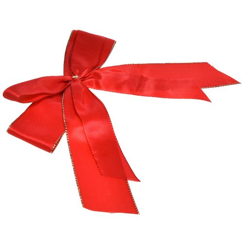 Floristik24 Dekoschleife Rote Schleife mit goldenem Rand – Elegante Weihnachtsdeko 4cm breit 15×21cm 10St