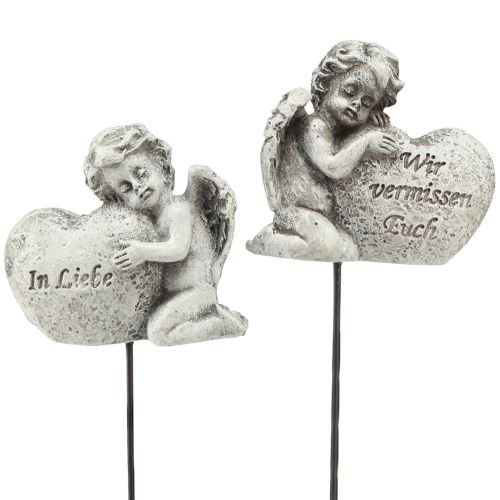 Artikel Dekostecker Engel mit Herz und Spruch Grabschmuck 5cm 6St