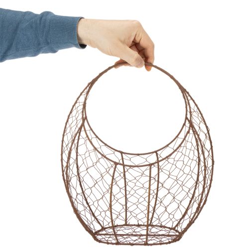 Artikel Drahtkorb aus Metall, Pflanzenkorb mit Edelrost, Braun, H34cm L30cm