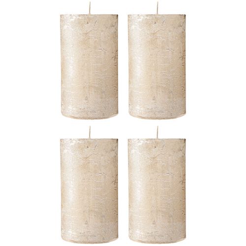 Durchgefärbte Kerzen Platin 70x120mm 4 St | Floristik24.ch