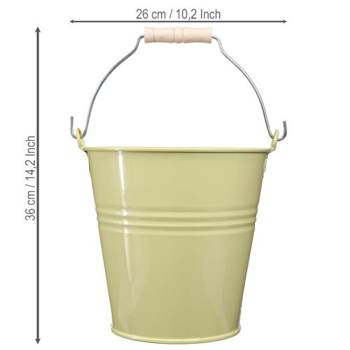 Artikel Eimer aus Metall Blumenkübel Grüngelb 26 x 22,5 x 23 cm 6 l für Garten und Innenbereich