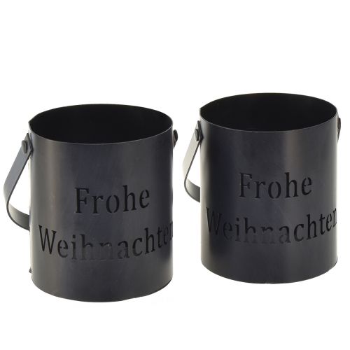 Artikel Windlicht mit Henkel Metall Frohe Weihnachten Ø10cm 2St
