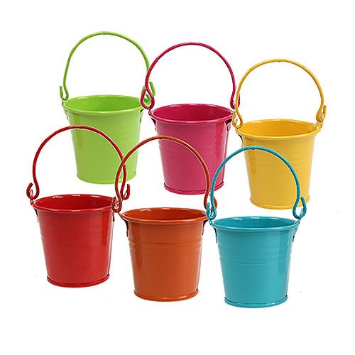 Floristik24 Eimer Ø8cm H7cm 12St. verschiedene Farben