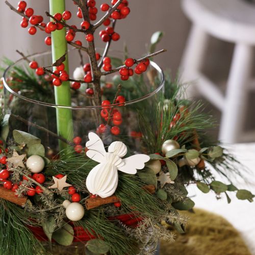 Floristik24 Engel Anhänger Wabenpapier Deko Weihnachten Weiß 6cm 6 St