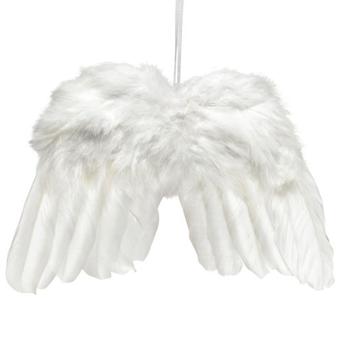 Floristik24 Engelsflügel aus Federn Weiß – Romantische Weihnachtsdeko zum Hängen 25×18cm 3St