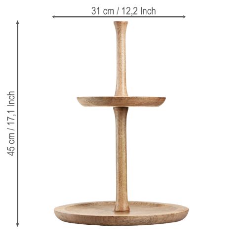 Artikel Etagere Holz Deko 2-stöckig Natur Rund Ø31/20cm H45cm