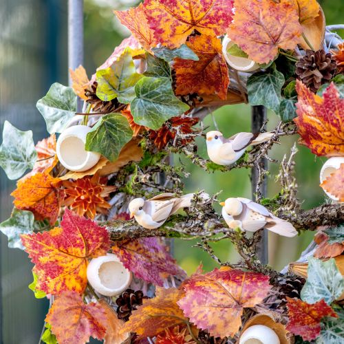 Floristik24 Federvogel am Draht, Deko Vogel mit Federn Orange Braun 4cm 12 St