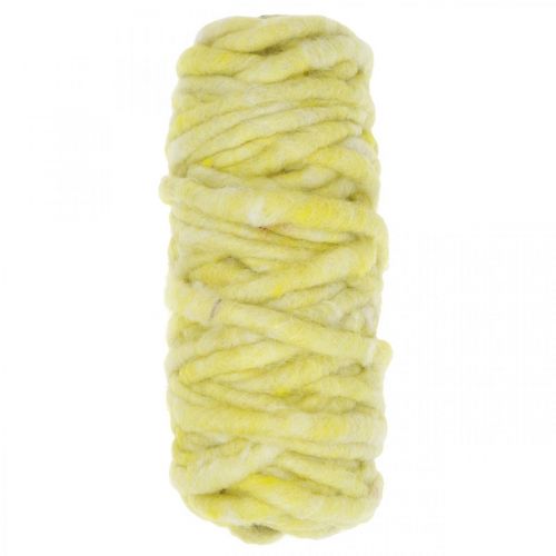 Filzkordel mit Draht Kordel Wolle Gelb Pastell 20m