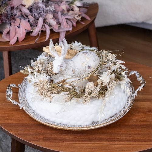 Floristik24 Filzkranz Wollfilz zum Hängen Weiß Geflochten Ø30cm