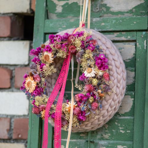 Floristik24 Filzwolle Deko Kranz in Hellbraun zum Hängen Ø30cm B4cm