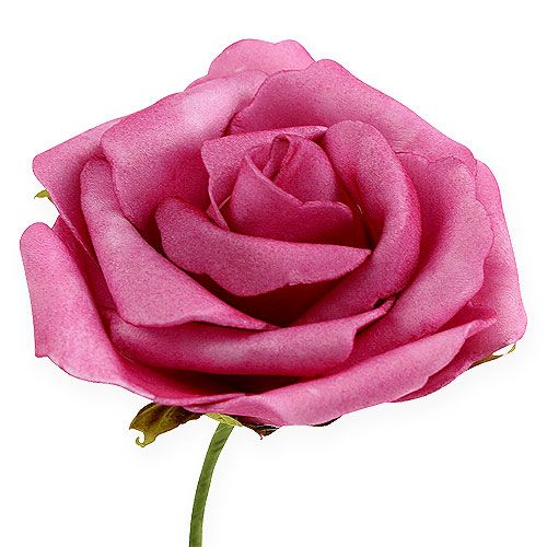 Floristik24 Foam-Rose Ø 8cm Fuchsia 18St
