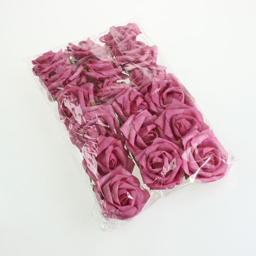 Floristik24 Foam-Rose Ø 8cm Fuchsia 18St