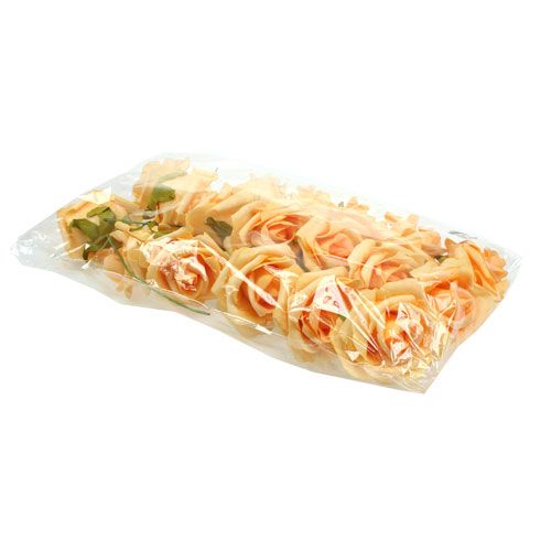 Floristik24 Foam-Rose Ø 8cm Apricot 18St