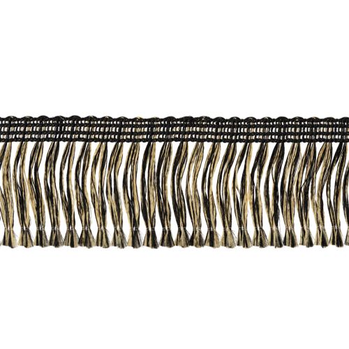 Fransenborte Schwarz Gold 4cm x 25m - Ideal für Kranzdeko, Trauerband & Vintage Accessoires | Floristik24.ch