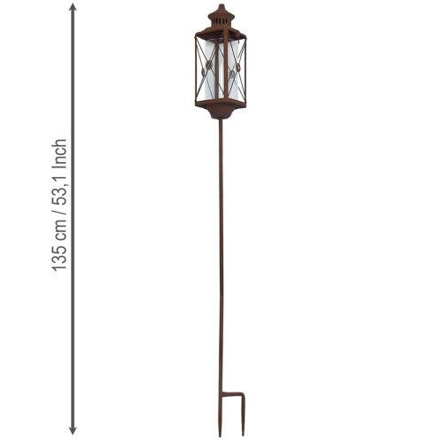 Gartenlaterne aus Metall mit Glaszylinder in Rost-Optik, 12x12x135cm | Floristik24.ch