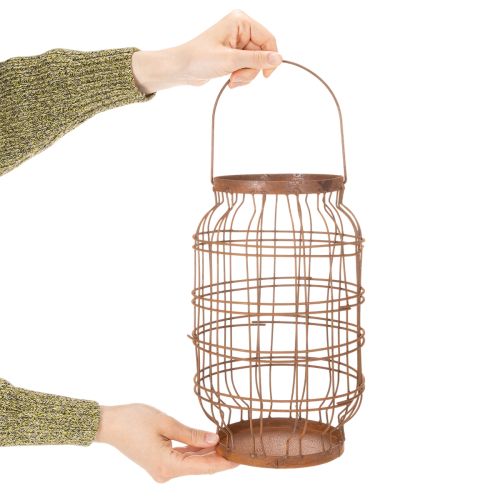 Gartenlaterne Metall Ø19,5 cm Rostoptik mit Henkel für Kerzen | Floristik24.ch