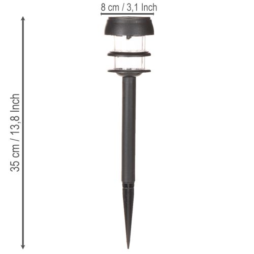Solarleuchten Set mit Erdspiess, Kunststoff, Schwarz, Höhe 35 cm, 6 Stück | Floristik24.ch