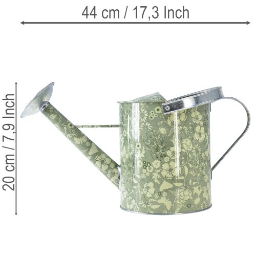 Metall-Giesskanne Vintage-Look Grün Silber mit Blumenmuster, Ø18cm | Floristik24.ch