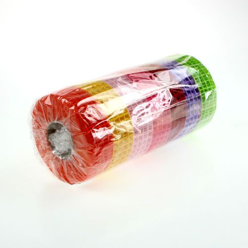 Floristik24 Gitterband 3cm x 10m bunt 7St