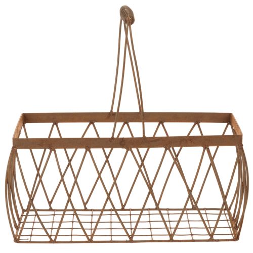Gitterkorb aus Metall in Rostoptik – Rechteckig, 28x13,5x14 cm, 2 Stück | Floristik24.ch