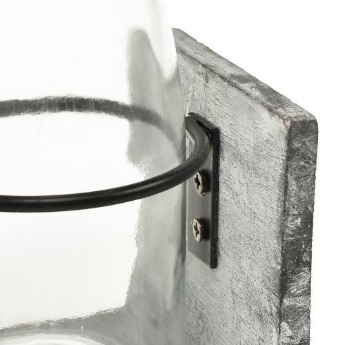 Artikel Glasvase im Grauen Holzständer, 9,5x8x20cm - Rustikale Dekoration mit 4 Flaschen