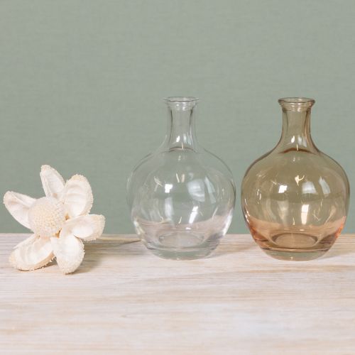 Artikel Glasflasche Minivase Amber und klar Ø7,5cm H11cm 4St