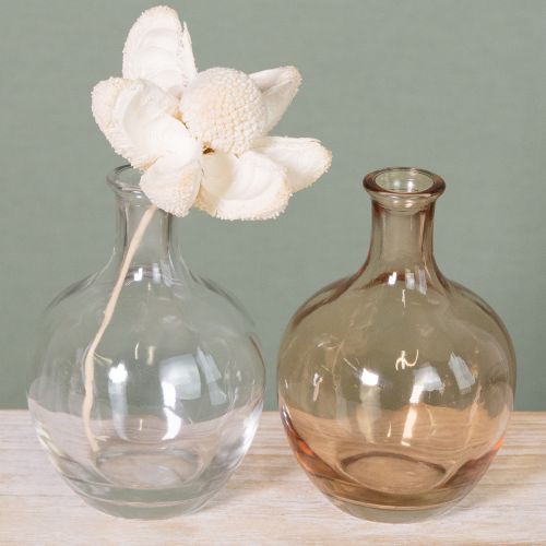 Artikel Glasflasche Minivase Amber und klar Ø7,5cm H11cm 4St