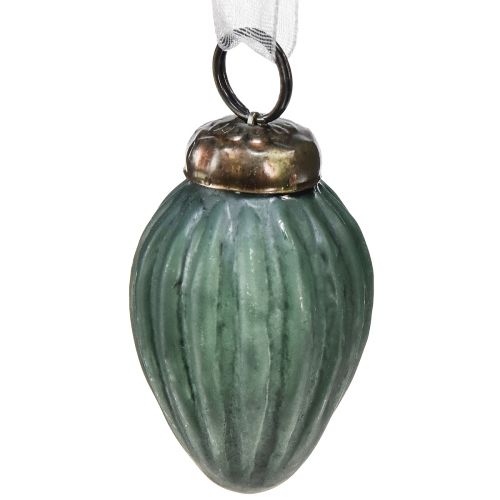 Floristik24 Glaszapfen zum Hängen Weihnachtsdeko Glas Grün Matt Ø10cm 18 St im Glas