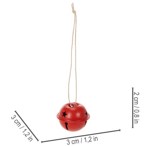 Rote Metall-Glöckchen mit Sternmotiv 3 cm 9er-Set | Floristik24.ch