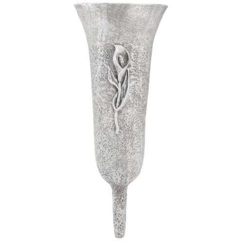 Floristik24 Grabvase Grau Vase zum Stecken mit Calla Motiv H32,5cm