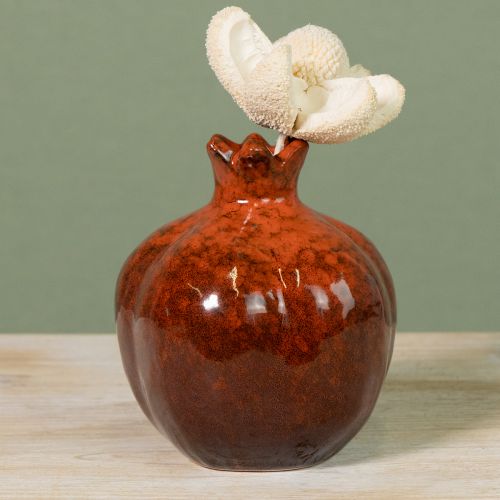 Granatapfel Deko Vase Keramik Rot Braun Ø10,5cm H12cm | Floristik24.ch