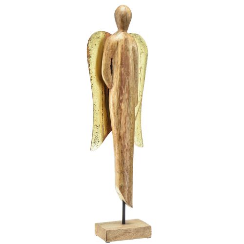 Holzengel Holzfigur Engel Deko Natur Gold 17×9×60cm