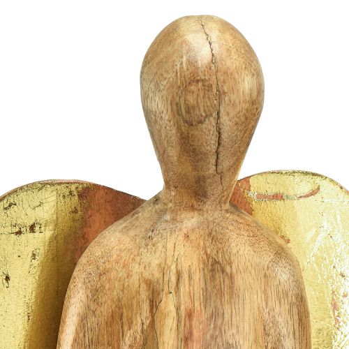 Floristik24 Holzengel Holzfigur Engel Deko Natur Gold 17×9×60cm